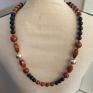 Vintage Black and Brown Beaded Necklace